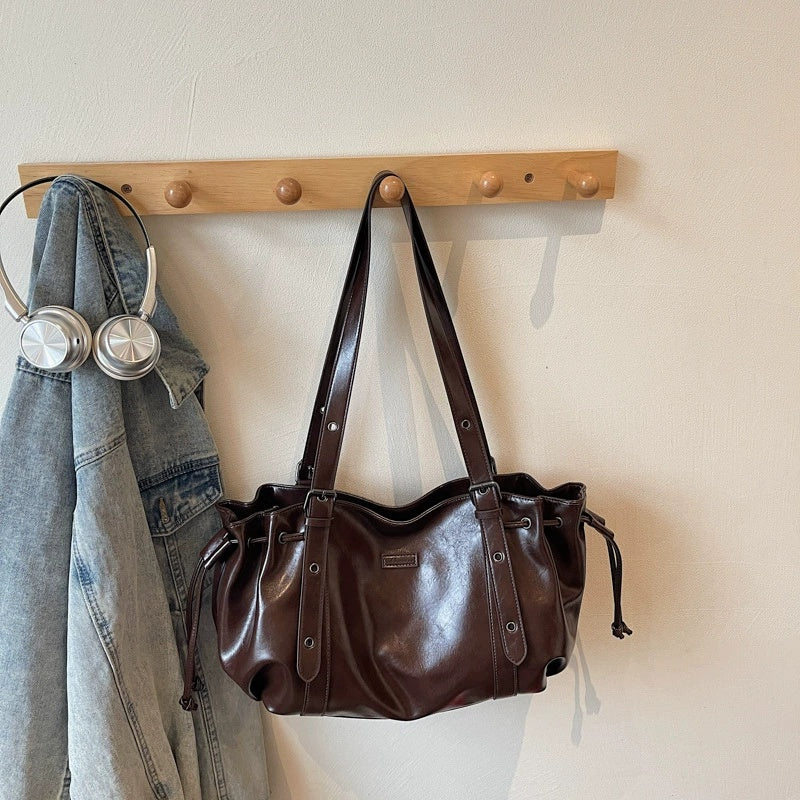 Pleated Large Shoulder Bags - Fashionnsio