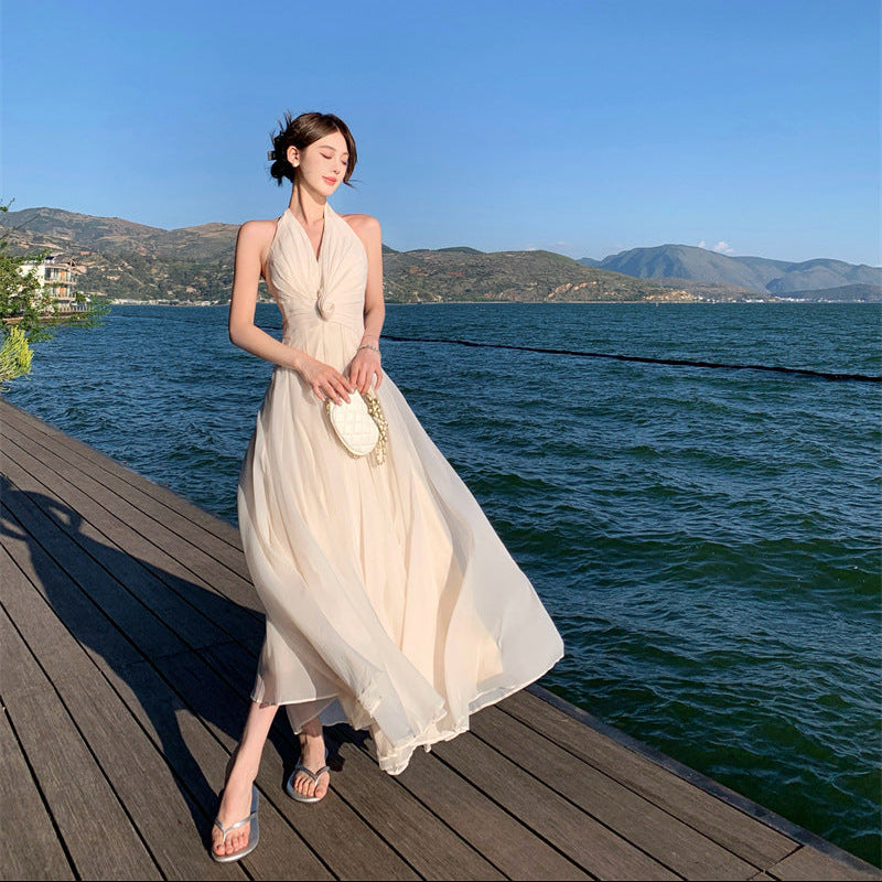 Halter Floral Maxi Dress - Fashionnsio