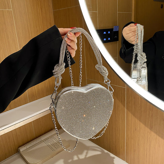 Heart Rhinestone Knot Handbags/Sling Bags