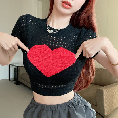 Heart Hollow-out Knitted Top