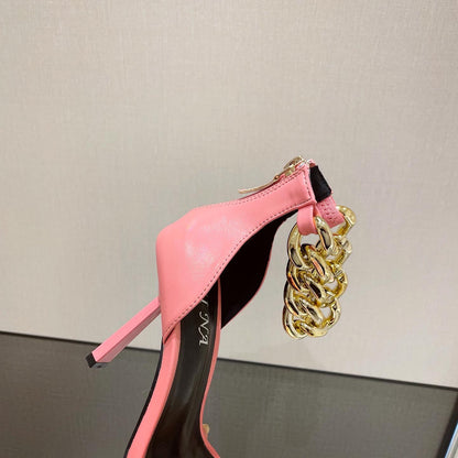 Unique Metal Chain Stylish Heels fashionnsio