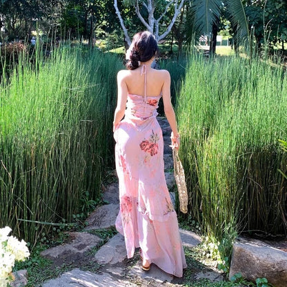 Floral Print Ruffle Maxi Dress - Fashionnsio