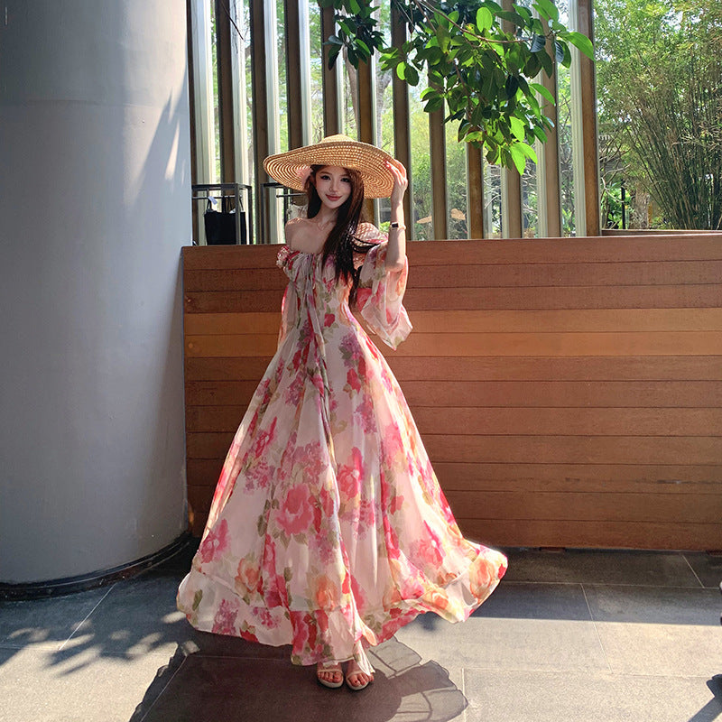 Flowy Floral Maxi Dress For Women - Gowns