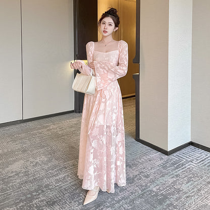 Fairy Floral Lace Up Long Dress fashionnsio