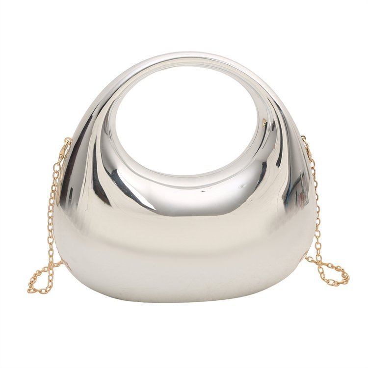 Metallic Half Moon Acrylic Handbags fashionnsio