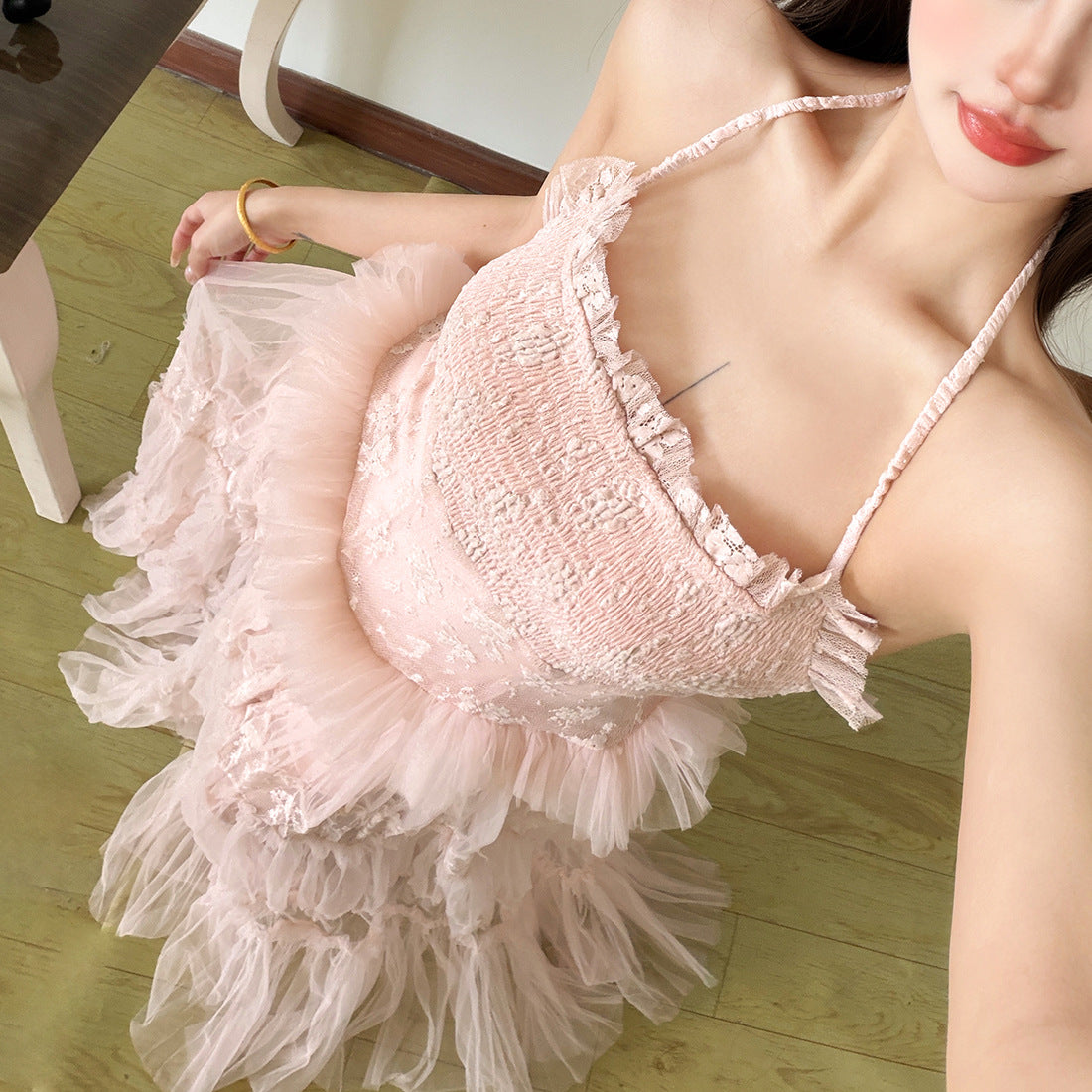Mesh Patchwork Long Gowns fashionnsio