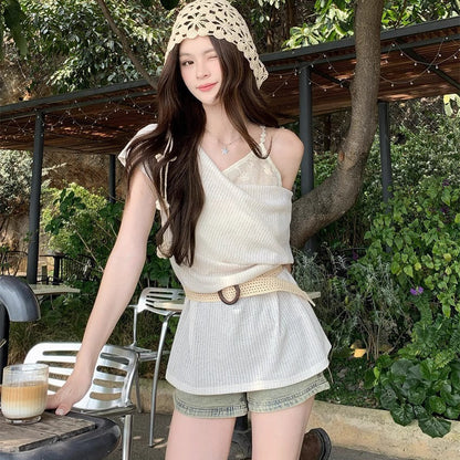Layered Belted Knit Top - Fashionnsio