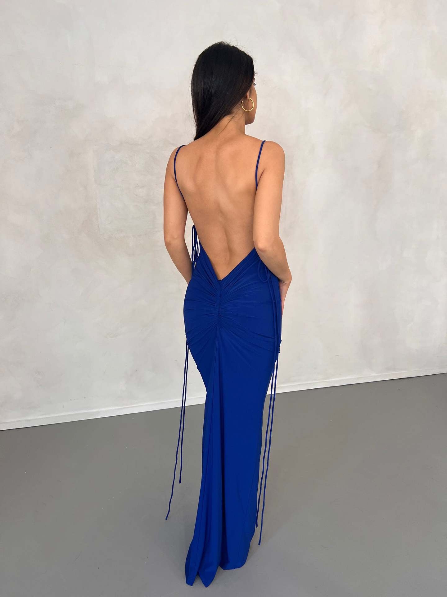 Backless Pleated Long Dress