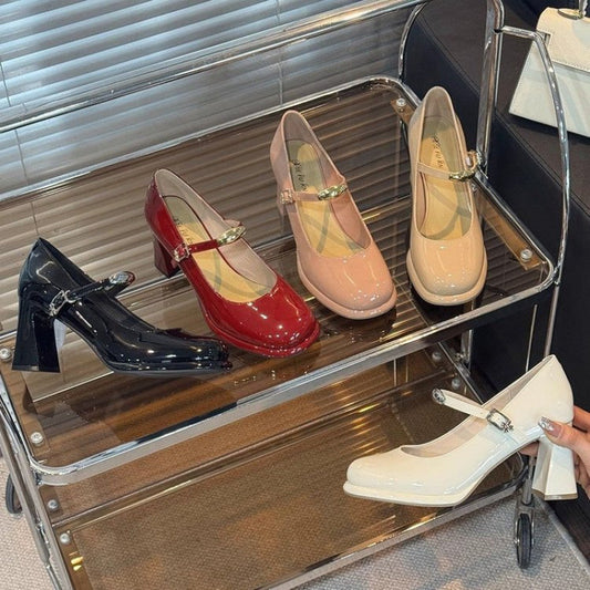 Buckle Patent Mary Jane Heels - Fashionnsio