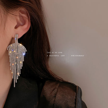 Diamond Leaf Tassel Earrings fashionnsio