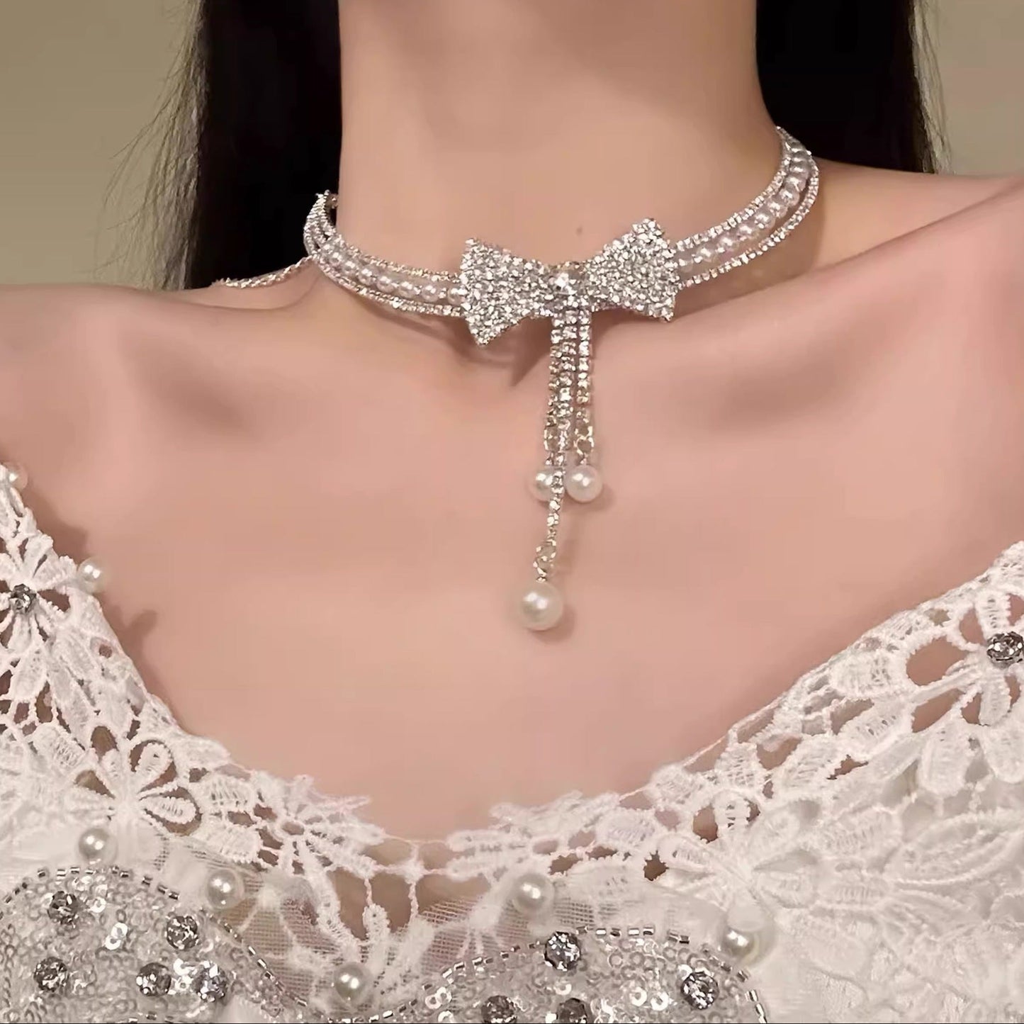 Bow Diamond Choker Necklace - Fashionnsio