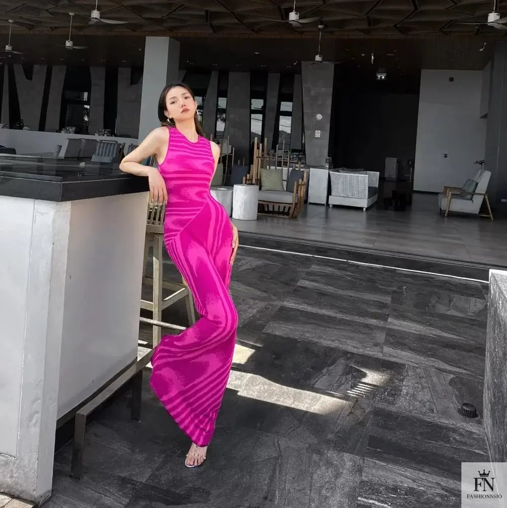 Abstract Bodycon Long Dress - Fashionnsio