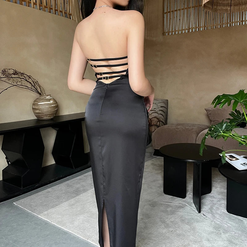 Tube Wrap Black Dress fashionnsio