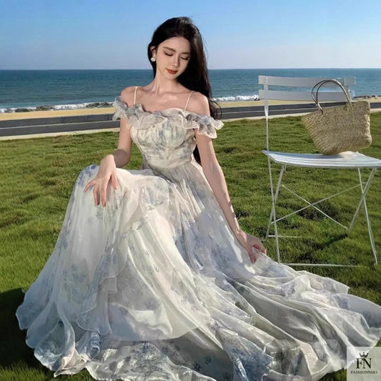 Floral Off Shoulder Ruffle Dress - Fashionnsio