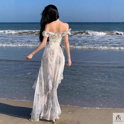 Floral Off Shoulder Ruffle Dress - Fashionnsio