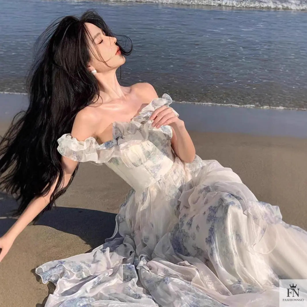 Floral Off Shoulder Ruffle Dress - Fashionnsio