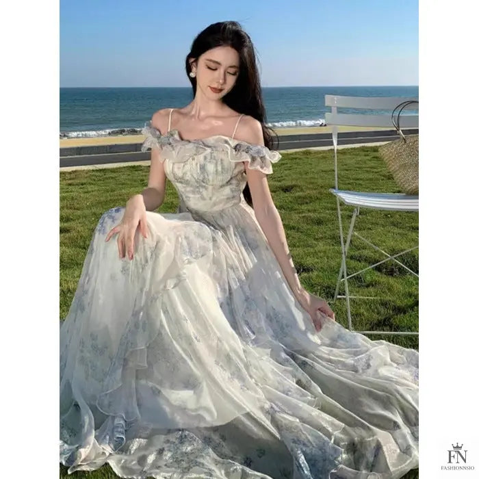 Floral Off Shoulder Ruffle Dress - Fashionnsio