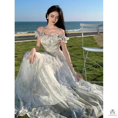 Floral Off Shoulder Ruffle Dress - Fashionnsio