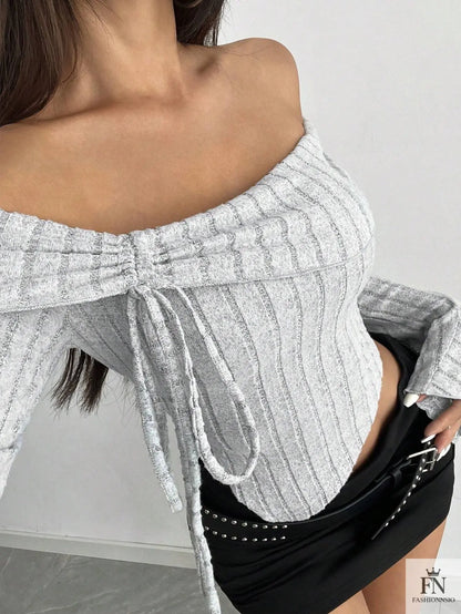 Bell Sleeve Off Shoulder Top - Fashionnsio