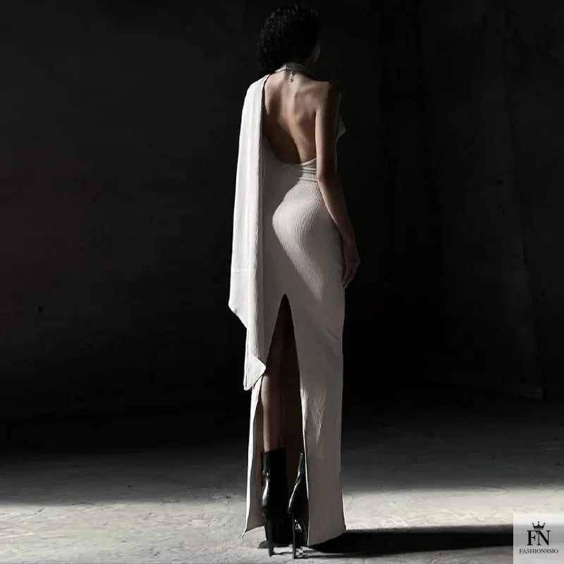 Bodycon Long Dress With Scarf - Fashionnsio