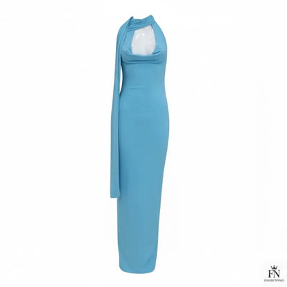 Bodycon Long Dress With Scarf - Fashionnsio
