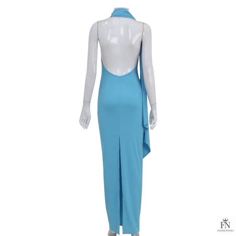 Bodycon Long Dress With Scarf - Fashionnsio