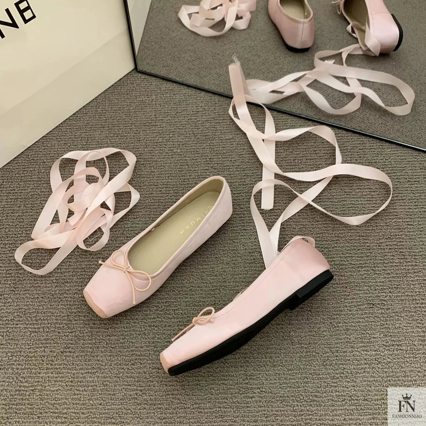 Bow Lace Up Ballet Flats - Fashionnsio