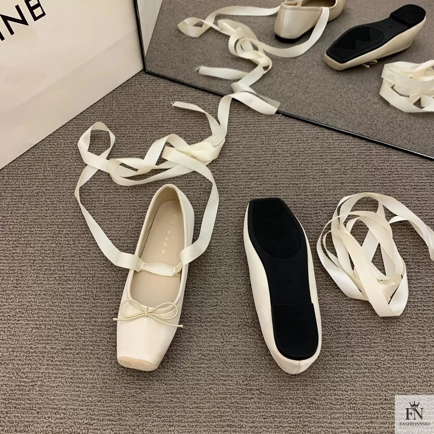 Bow Lace Up Ballet Flats - Fashionnsio