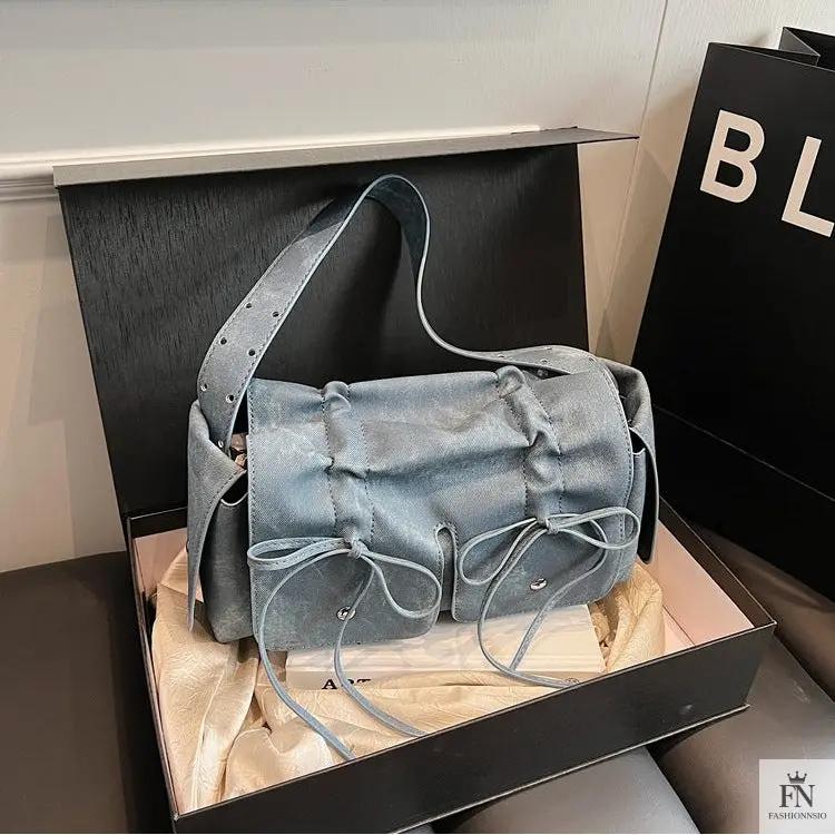 Bow Pleated Drawstring Shoulder Bags - Fashionnsio