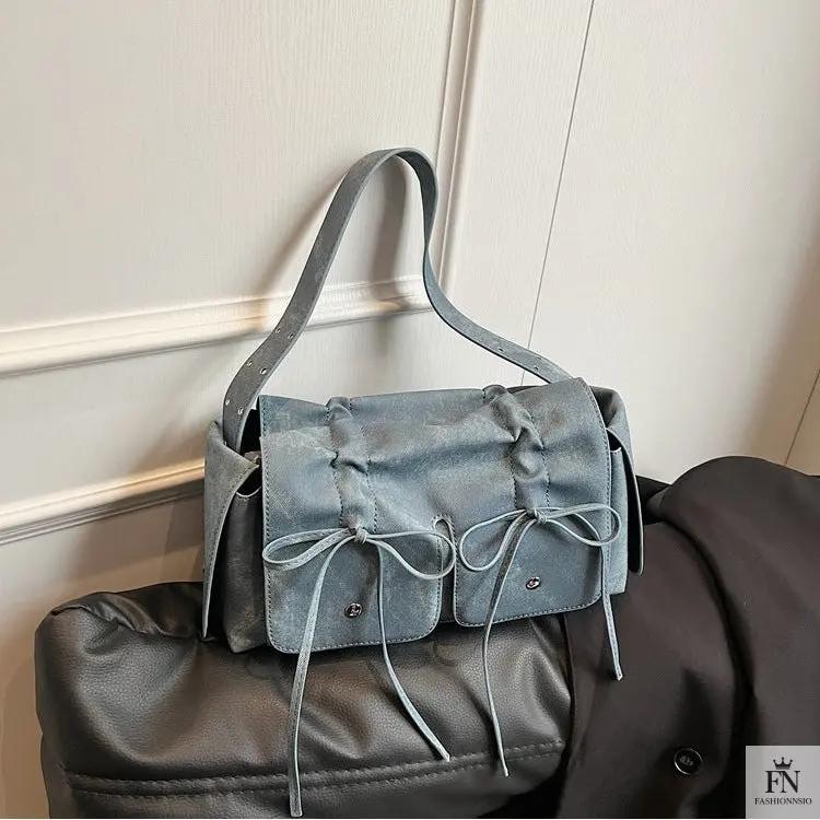 Bow Pleated Drawstring Shoulder Bags - Fashionnsio