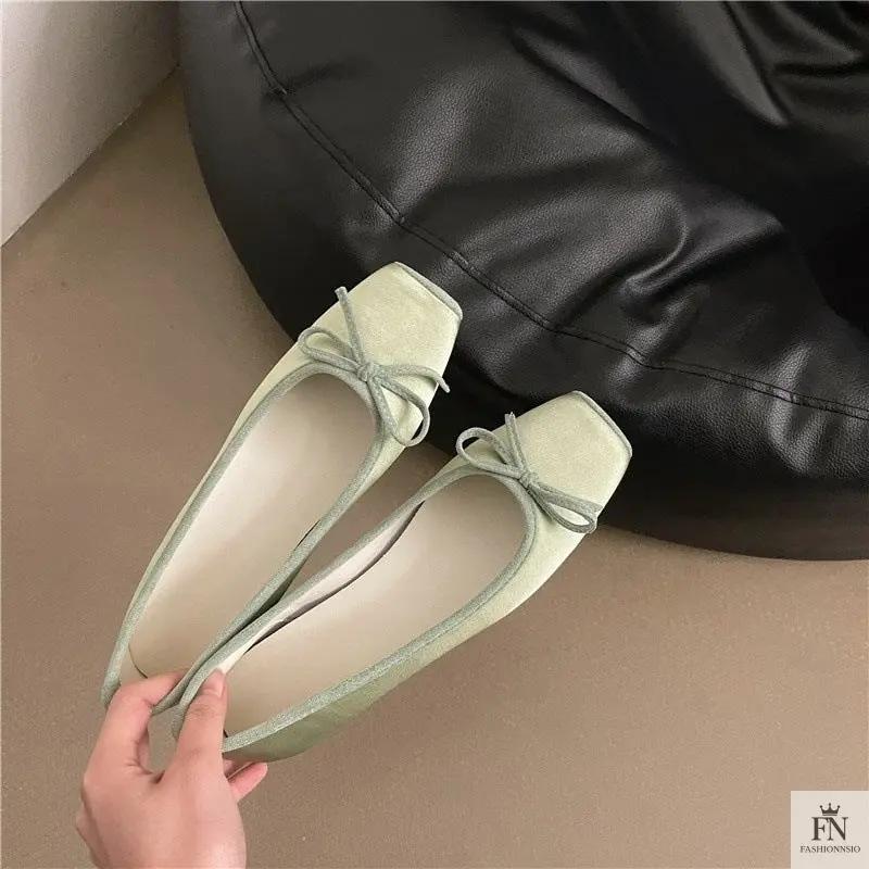 Square Toe Bowknot Ballet Flats - Fashionnsio