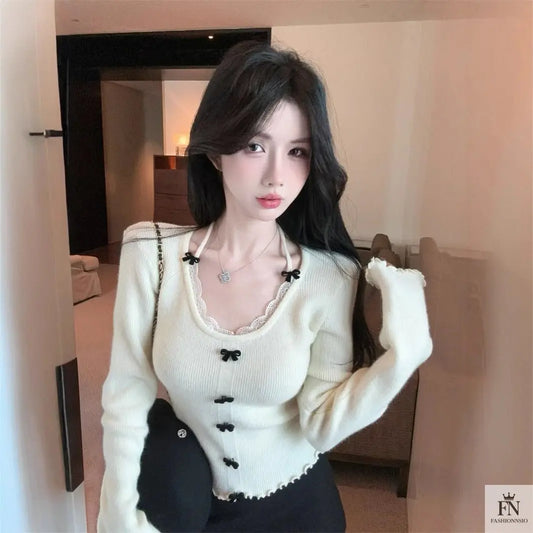 Y2K Patchwork Halter Bow Top - Fashionnsio