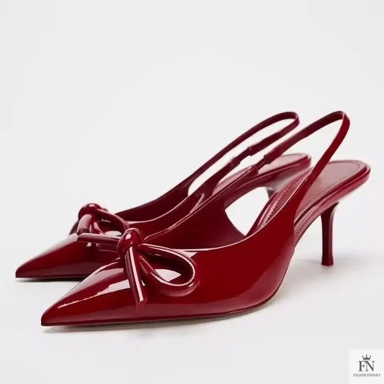 Butterfly Knot Bow Slingback Heels - Fashionnsio