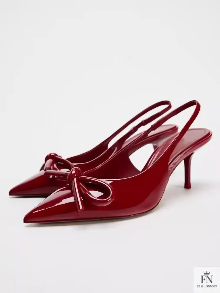 Butterfly Knot Bow Slingback Heels - Fashionnsio