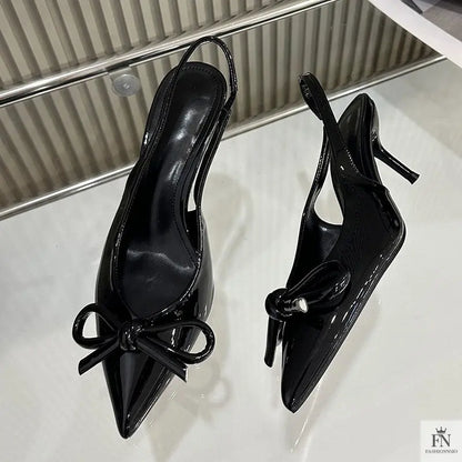 Butterfly Knot Bow Slingback Heels - Fashionnsio