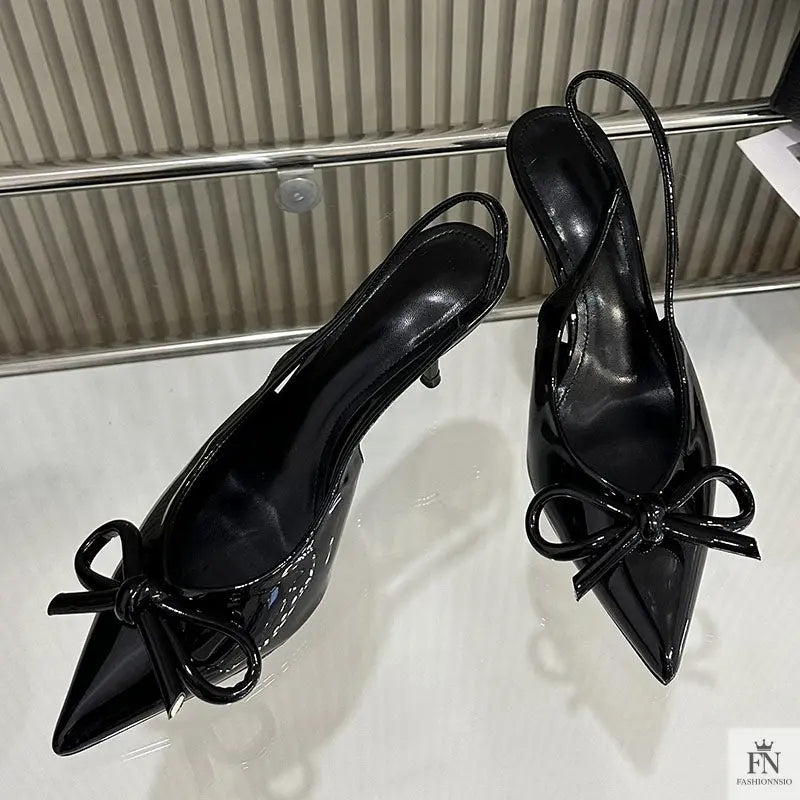Butterfly Knot Bow Slingback Heels - Fashionnsio