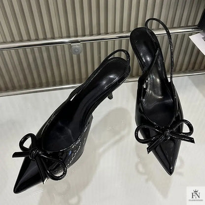 Butterfly Knot Bow Slingback Heels - Fashionnsio