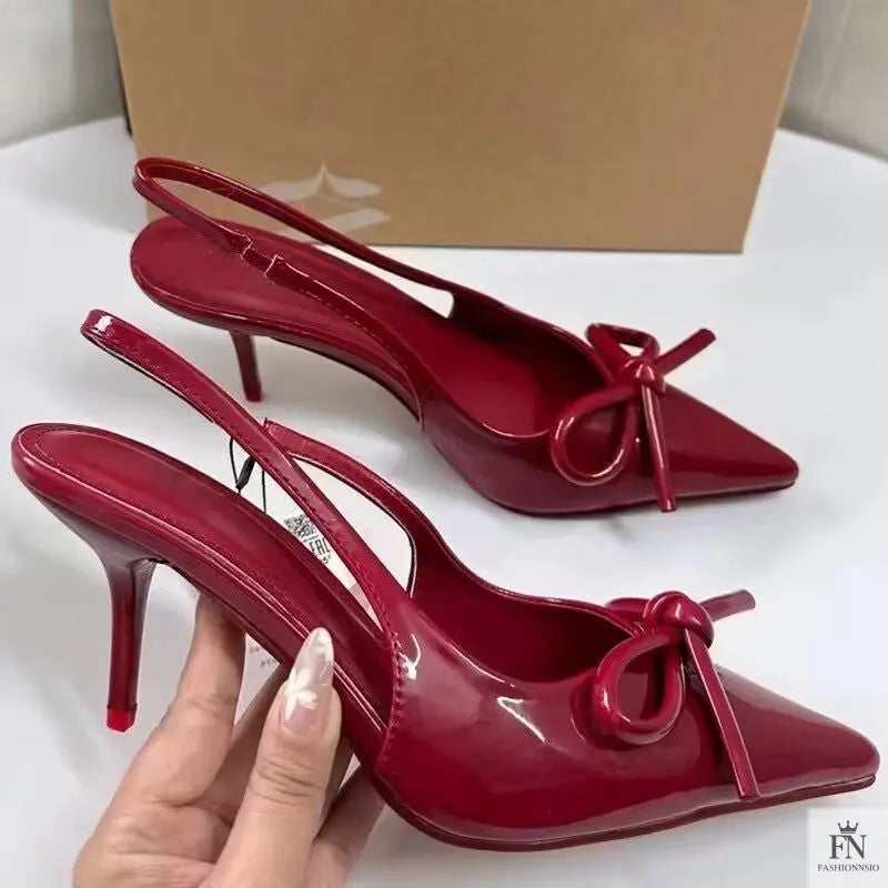 Butterfly Knot Bow Slingback Heels - Fashionnsio