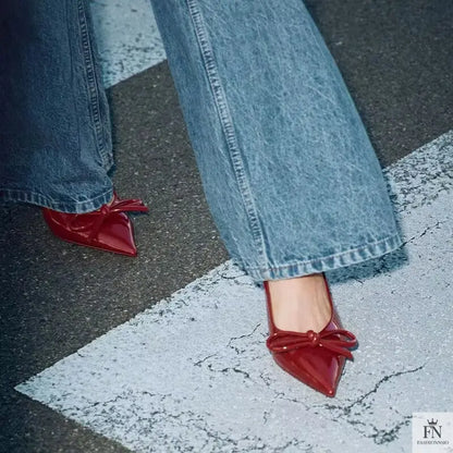 Butterfly Knot Bow Slingback Heels - Fashionnsio