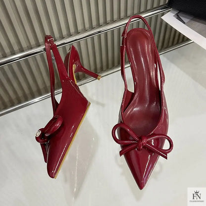 Butterfly Knot Bow Slingback Heels - Fashionnsio