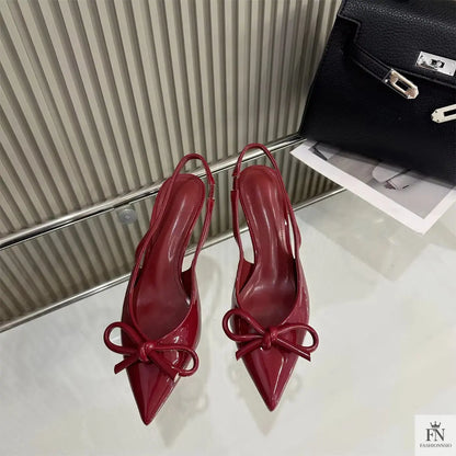 Butterfly Knot Bow Slingback Heels - Fashionnsio