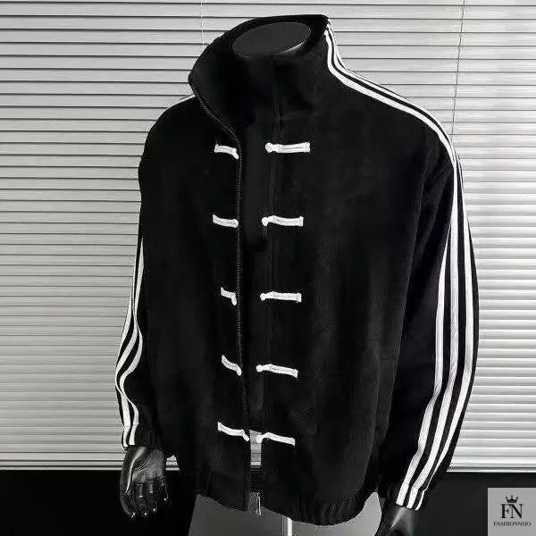 Button Stripes Chinese Jackets - Fashionnsio