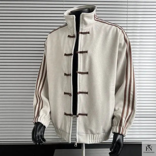 Button Stripes Chinese Jackets - Fashionnsio