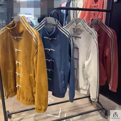 Button Stripes Chinese Jackets - Fashionnsio