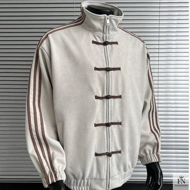 Button Stripes Chinese Jackets - Fashionnsio