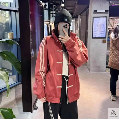 Button Stripes Chinese Jackets - Fashionnsio