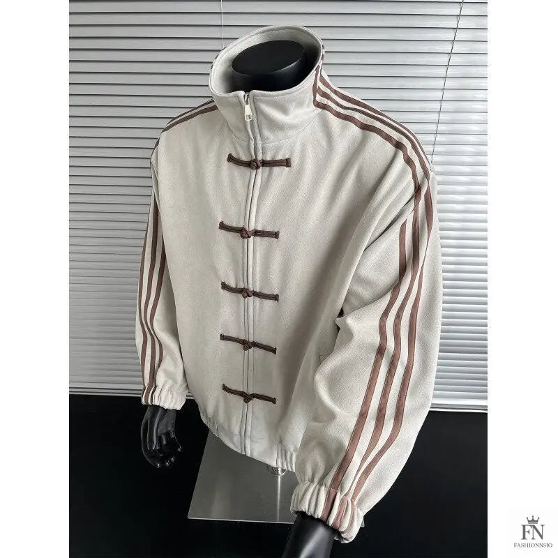 Button Stripes Chinese Jackets - Fashionnsio