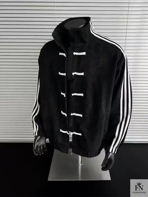 Button Stripes Chinese Jackets - Fashionnsio