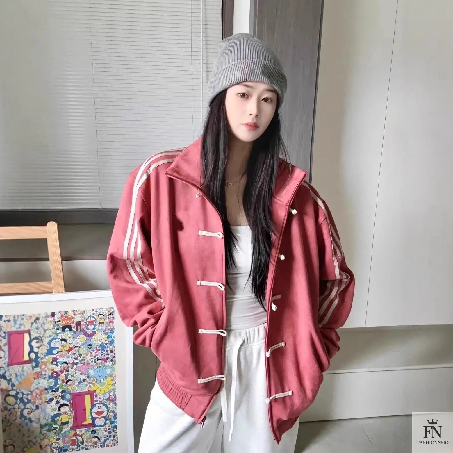 Button Stripes Chinese Jackets - Fashionnsio