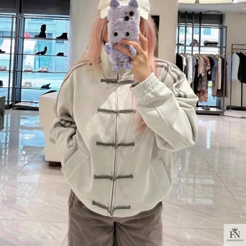 Button Stripes Chinese Jackets - Fashionnsio